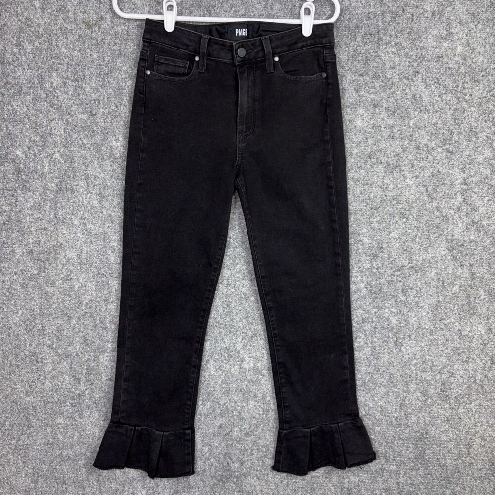 Paige Jeans Womens Size 27 Black Ruffled Crop Skinny Feminine City Date